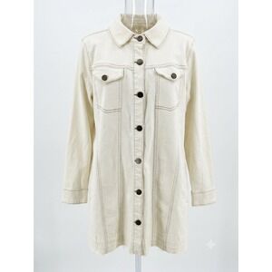 Logo Lori Goldstein Plus Size Cream Denim Jacket Size 16